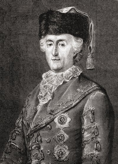 Katharina II., graviert von Stephane Pannemaker aus 